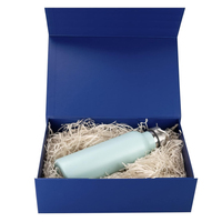 Boîtes cadeaux pliables magnétiques en carton bleu de luxe avec logo personnalisable pour vêtements, mariage, anniversaire, emballage de cadeaux