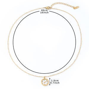Hot Selling Fashion 18K <b>Gold</b> Plated Stainless Steel <b>Coin</b> Dainty White Shell Hollow Pendant Moon Star Zircon <b>Necklace</b> - Product Image 2