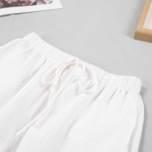<span class=keywords><strong>Vestiti</strong></span> <span class=keywords><strong>estivi</strong></span> bianchi a maniche lunghe climatizzati pantaloncini in garza a doppio strato Set pigiami da donna in cotone e <span class=keywords><strong>vestiti</strong></span> per la casa - Product Image 3