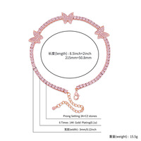 Bracelet chaîne en zircon pour femme, luxe léger et micro-pavé, chaîne papillon en zircon