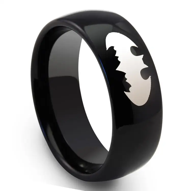 แหวนฮีโร่ batmen ทำจากทังสเตนชุบสีดำสำหรับกลุ่มคลาสสิกของ SZ Cheng