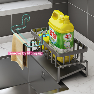 Distributeur de savon de cuisine en acier au carbone avec plateau de <span class=keywords><strong>vidange</strong></span> automatique pour cuisine salle de bain tenant l'éponge - Product Image 3