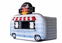 Kostenloser LOGO-Aufblasbarer Werbe-Kiosk Aufblasbarer Food Truck BBQ-Grill Stehender Bus Aufblasbarer Snack-Ausstellungsbus-Stand