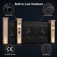 Portail coulissant en aluminium avec garniture noire et or, motif cerf, pour entrée de villa, couleur personnalisable