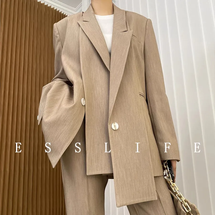 ESSLIFE Customized Women's style Double-layer collar Wide edition women's suit Two sets Pant suit Office clothes