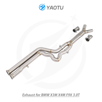 Escape de igual longitud YT SS304 para BMW X3M X4M F9X 3.0T versión antigua sin OPF, tubo doble de un solo lado con silenciador, completamente cepillado