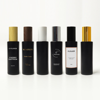 Bouteille de lotion en verre noir mat 100ml avec pompe et spray pour crème de soin de la peau gouttes pour les yeux perruque cosmétiques