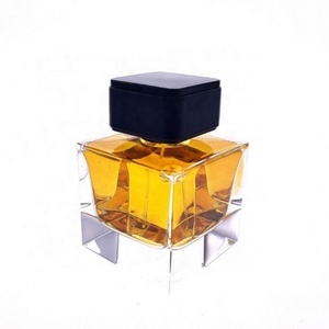 Square Rectangle Empty Transparent 50ml <b>Perfume</b> Glass <b>Bottle</b> With Round Black Cap - Product Image 4