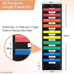 Wall File Organizer 10 Pockets 420D Oxford Waterproof Office <b>Storage</b> Chart Hanging Behind Door Wall Mounted - Product Image 1