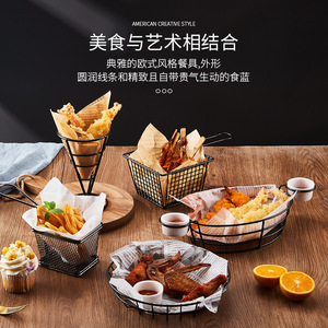 French Fry Basket 430 Stainless Steel Restaurant Catering Use Solid Pattern - Product Image 5