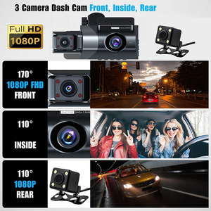 Caméra embarquée HD 1080P avec écran IPS, 3 objectifs multi-angles, garantie 1 an, mini enregistreur - Product Image 4
