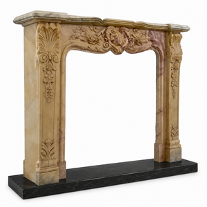 Chimenea Tradicional de Mármol con Tallado Ornamental, Piedra de Jade Dorada, para Interiores, con Leña, para Comedor - Product Image 2
