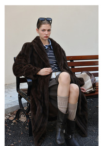 Abrigo de Invierno de una Pieza, Estilo Vintage, con Cuello de Fruta, Manga Media, Ecológico, de Pelo Sintético Grueso, Imitación de Visón - Product Image 6