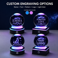 Boule de cristal galaxie gravée au laser 3D personnalisée en usine, veilleuse avec base LED en plastique RGB 7 couleurs, cadeau décoratif personnalisé