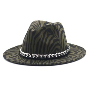 Mô hình ngựa vằn len dây chuyền bạc len Đầu Mũ phụ nữ sombrero de fieltro mujer rộng vành cảm thấy Panama <span class=keywords><strong>Hat</strong></span> - Product Image 6