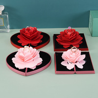 Boîte à bijoux TOP ONE Rose pour demande en mariage ou confession, avec plateau rotatif, doublure en velours, 8x14cm
