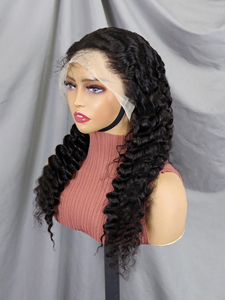 Vente en gros perruque péruvienne 13x4 avec lace cheveux humains perruque transparente avec lace frontale, perruque <span class=keywords><strong>suisse</strong></span> complète avec lace frontale et deep wave pour femmes noires - Product Image 5