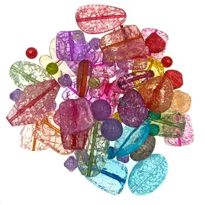 Wholesale Plastic Clear Round Snow Flower Crazed Bead Square Rupture Broken Spacer Bead For Making Jewelry Decoration