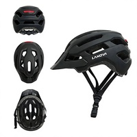 Casque de vélo avec feu arrière LED et visière, en PC et EPS moulé en interne, 18 ouvertures d'aération, réglable, CE EN1078, pour VTT et utilisation nocturne