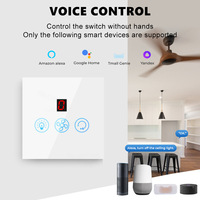 Interrupteur mural tactile intelligent Wi-Fi standard US/EU/UK par Tuya, contrôle du ventilateur et de l'éclairage, fonction de vitesse et de minuterie