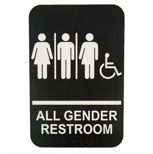 Self-Stick ADA Braille Unisex Restroom Signs-Bathroom Signs with Double Sided 3M Tape for Office or Business Bathroom and Toilet
