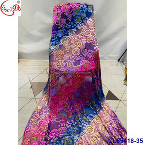 Tela de Seda de Moda con Flores Cortadas a Mano de Terciopelo Diract de 3.5 Yardas + Garbasar de 2 Yardas CL65418 - Product Image 5