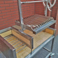 Système de levage à cliquet et à cliquet en charbon de bois de 40 "en acier inoxydable Briques réfractaires Asado Parrilla/ Santa Maria / Argentine Grill GK1000AS
