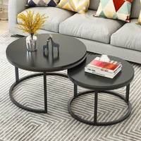 Ensemble de tables basses modernes avec plateau en marbre et structure en métal doré, table basse ronde pour salon, ensemble de tables d'appoint de luxe