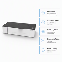 Graveur et découpeur laser CO2 60W avec caméra 4K et mise au point automatique, pour la fabrication de boîtes lumineuses en acrylique et de panneaux LED, enseignes de bar/enseignes de magasin, acrylique/bois