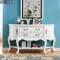 Table console baroque antique pour couloir avec 2 portes, 2 tiroirs et 1 étagère, design sculpté, brun, pour salon