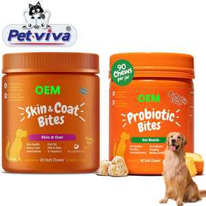 Integratore per Cani con Olio di Pesce Omega <span class=keywords><strong>3</strong></span>, Vitamina C, E, Biotina, Probiotici, Bocconcini Masticabili per Digestione e Pelo - Product Image 1