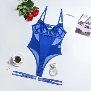 Hot New One-piece Sexy Lingerie Ensemble Dos Nu Body Femmes Noir Maille Patchwork Sexy Body Sous-Vêtements Érotiques - Product Image 6