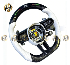 Volant personnalisé en fibre de carbone, recouvert de cuir, avec éclairage LED pour Cayenne Macan <span class=keywords><strong>911</strong></span> Taycan Turbo 4s Panamera - Product Image 4