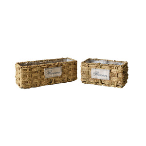 Cesta de flores de paja, cesta decorativa de madera tejida a mano, maceta nórdica para suculentas, maceta de ratán, verde - Product Image 5