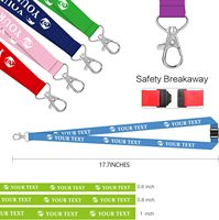 Cordón de poliéster personalizado con hebilla de seguridad desprendible para tarjetero de identificación, correa para el cuello con gancho de langosta de metal blanco