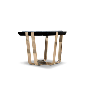 Table d'appoint carrée en marbre et acier inoxydable, pieds dorés, style italien de luxe, pour salon, modèle DV-CHAR - Product Image 3