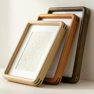 Cadre photo en bois créatif et élégant en teck naturel avec verre trempé et coins arrondis, écologique, pour affichage sur bureau ou mural - Product Image 3