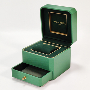 Boîte de montre élégante en carton rigide et papier noir de luxe Emballage cadeau personnalisé à rabat Laminage mat Gaufrage directement à l'usine - Product Image 6