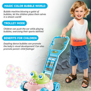 Machine à bulles d'extérieur pour enfants, chariot à bulles en forme de grenouille de dessin animé, jouet à bulles d'été avec musique - Product Image 3
