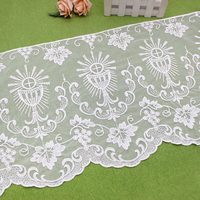 Dentelle décorative pour vêtements catholiques, broderie florale, dentelle de 33 cm de large, dentelle en maille polyester blanche, accessoires en dentelle