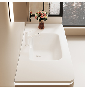 2026 New Smart Cream Style Bathroom Cabinet Integrated Ceramic Hand Wash Basin Cabinet Washing <b>Table</b> - Product Image 5