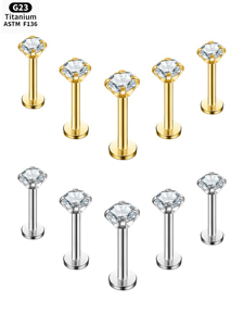 Titan G23 Zircon Tai xương <span class=keywords><strong>Stud</strong></span> kích cỡ khác nhau xoắn ốc tai xuyên phụ kiện đơn giản sáng bóng môi mũi vòng lưỡi cơ thể đám cưới - Product Image 2