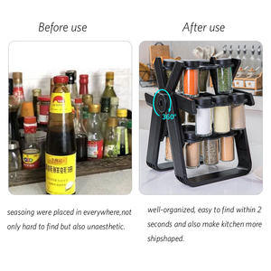 Portaspezie Girevole a 360 Gradi in Plastica, Set da 18 Barattoli in <span class=keywords><strong>Vetro</strong></span>, Doppio Supporto per Organizzazione Utensili da Cucina - Product Image 5