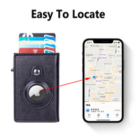 Dompet Kartu Kredit Pria Minimalis Kulit PU Anti RFID, Casing Aluminium Smart Tracker Laris Manis, Kartu Muncul Otomatis