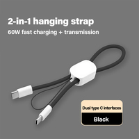 Cable USB C de 60W para Carga Rápida y Transferencia de Datos para Celulares, Cable Multifuncional 2 en 1 con Cordón para iPhone, iPad, Tablets Galaxy