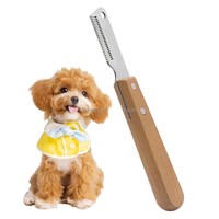 Peigne à poils pour animaux de compagnie en bois, manche naturel, dents en acier fin, couteau de toilettage, outil de démêlage pour chiens et chats, professionnel