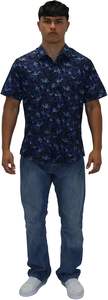 Camicia in Jersey Casual con bottoni larghi da uomo con stampa tropicale hawaiana manica corta elasticizzata 180 grammi di peso - Product Image 3