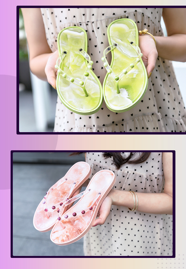 Women PVC Light-weight Sole Flip-flops Slippers Custom Beach Flip flops Ladies