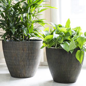 Jardinières en pot texturé en résine, plantes pour fleurs, légumes et plantes de maison, grandes tailles, 12 pièces - Product Image 6