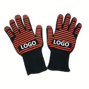 Gants de barbecue en silicone personnalisés à pois, résistants aux hautes températures, isolation thermique, sécurité, anti-brûlure, mitaines de four, vente en gros - Product Image 1